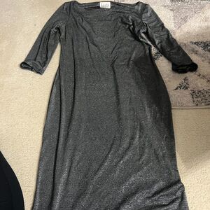 Leota black and silver metallic dress M